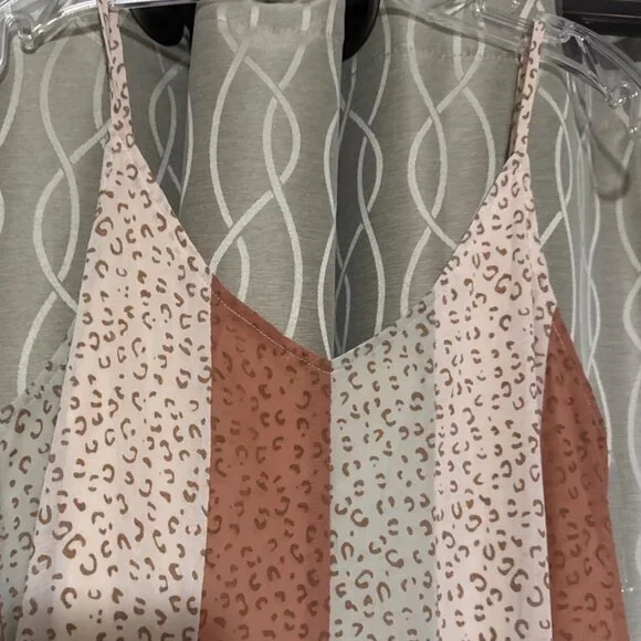 Maxi Dress Medium color block panels textured double v neck fairy boho Entre - Picture 2 of 9